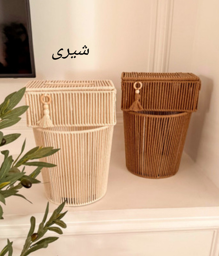 سطل جدا و جادستمال کاغذی جدا مکرومه